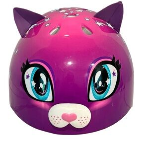 Raskullz Girls Bike Helmet Cat Ears Pink Purple Stars Youth 50-54cm Damaged Ear